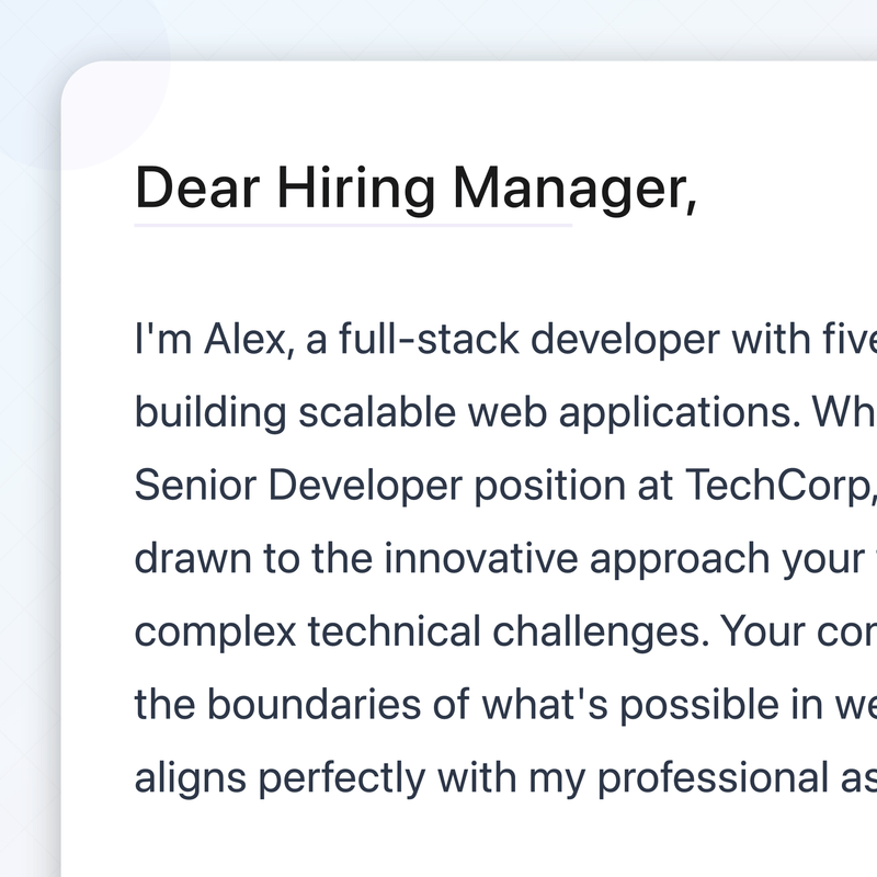 Generated cover letter