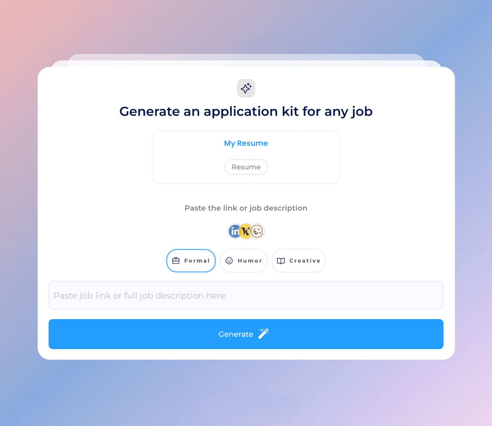 Job application kit feature